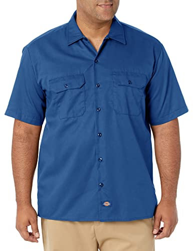 Dickies Men's Short Sleeve Work Casual Shirt, Blue (Royal Blue), X-Large