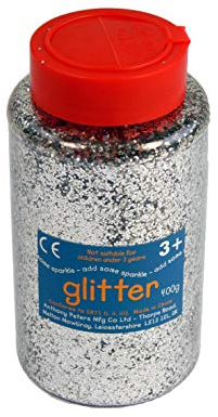 Glitter | 400 Gram tub | Shaker lid for Easy Pouring | Arts and Crafts | Glitter Art | Silver