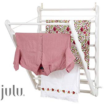 Julu Laundry Ladder Indoor Airer Wall Mounted Wooden Clothes Airer | Doris Pine White