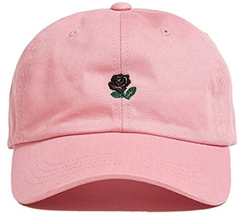 Thenice, cappello da baseball con rosa ricamata, con cinghia posteriore regolabile rosa Taglia unica