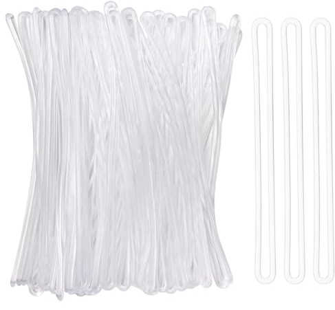 SBYURE 100 Pack Clear Plastic Luggage Straps, Worm Loops for Luggage Tags, Plastic Name Tag Loop for Identification Cards ID, 6 inch