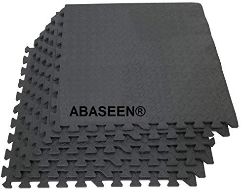 Abaseen 48 Sq Ft Interlocking Foam Mats Tiles Gym Play Garage Workshop Floor Dark Grey