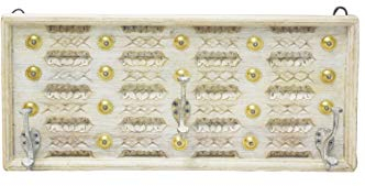 Vintage Garderobe Kleiderhaken Firoza Gross 57cm groß 6er Haken | Hakenleiste Wandhaken für die Wand oder Tür | Kleiderhakenleiste Garderobenhaken aus Mango Holz | Handtuchhaken im Bad oder Küche