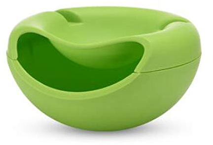 Lazy Snack Schale Handy Halterung, Servier Schale Schüssel für Snacks, Nüsse, Kerne, Obstschale mit Handy Halter, 2 in 1 Doppelschichten Kunststoff Snackschale (Grün)