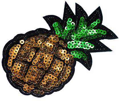 Miniblings Ananas Pailletten Bügelbild Aufnäher Aufbügler Sommer Frucht 82x48mm Patch Bügelbild I Kinder Bügelflicken Patches zum Aufbügeln