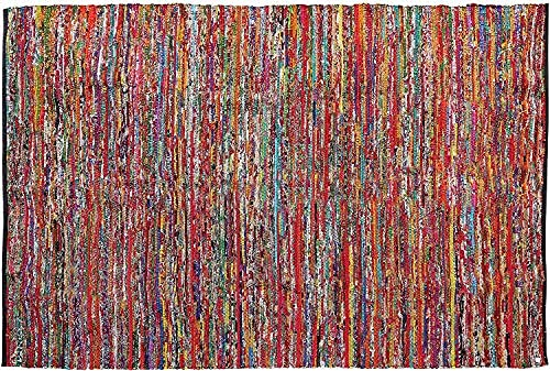 Teppich, Baumwolle, 90 x 152 cm, mehrfarbig, Chindi, für Wohnzimmer, Schlafzimmer, waschbar, wendbar, Bauernhaus, Küche, Läufer, recycelter Läufer für Flur, Eingangsbereich, 91,4 x 152,4 cm