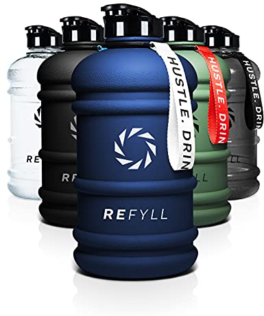 REFYLL X Trinkflasche Sport 2L - “Beast” I Leichte Wasserflasche 2 Liter für Gym, Fitness & Training I Water Jug 2200ml I Trinkflasche 2l - 100% Auslaufsicher & BPA Frei (Navy Blue)