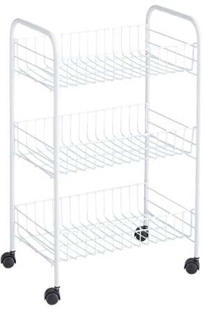 Rubbermaid Wheeled Cart, Metal, White