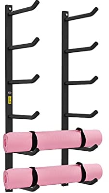 JLXJ Yogamatten Halter Wandhalterung für Yogamatten Schaumstoffrollenhalter, 6 -Sektionales Metallregal Zum Aufhängen von Yogagurten Und Widerstandsbändern