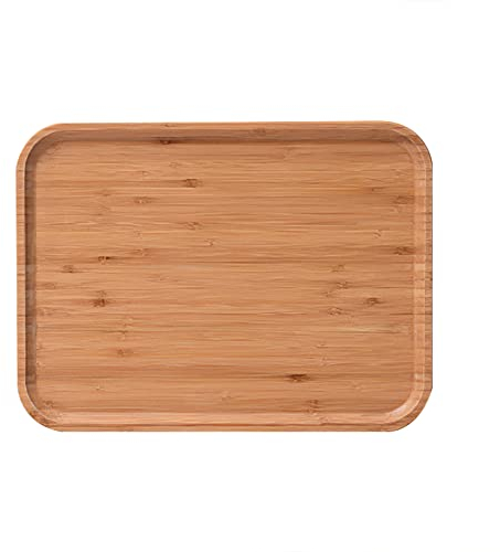 Viitech Plateau de Bambou, Grand Rectangulaire Bambou Plateau de Thé Ustensiles, Plateau Petit Déjeuner Plateau de Service Convient pour Assiette à Dessert, Assiette à Collation (1 Pcs, 40 x 30 cm)