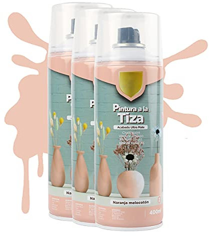 H HANSEL HOME Pintura Spray a la Tiza Color Pastel Acabado Ultra Mate - Naranja Melocotón 400ml x 3