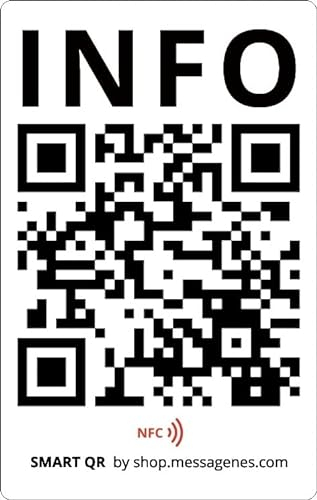 MESSAGENES | 1 x INFO Aufkleber mit NFC und QR vorgedruckt, programmierbar | Verbinden Sie den Aufkleber mit der gewünschten URL schnell und einfach