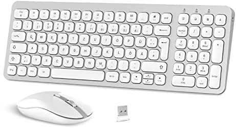 PINKCAT Tastatur Maus Set Kabellos, 2.4G USB Maus und Tastatur Kabellos Deutsche Tastatur QWERTZ Layout 12 FN-Tasten für PC, Desktop, Notebook, und Laptop unter Windows
