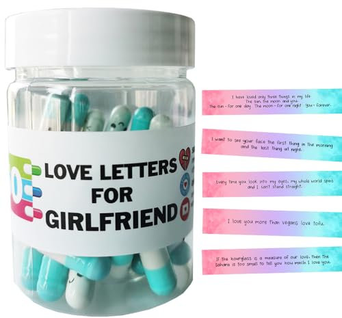 INFMETRY Gifts For Girlfriend Prewritten Message In Capsule Lovely Notes Pills Birthday Anniversary Valentines Day Gifts for Her (Girlfriend 50pcs)