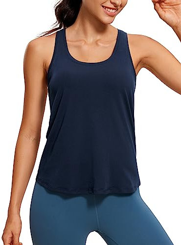 CRZ YOGA Damen Sport Tank Top Racerback Fitness Gym Top Baumwolle Oberteile Locker Atmungsaktiv Ärmellos Tops Marine 38