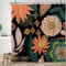 Uiiooazy Duschvorhang 200x180cm, Duschvorhang Boho Style Tropisch Blumen Grüne Blätter Duschvorhänge Anti Schimmel Stoff Waschbar Wasserdicht Polyester Bad Vorhang mit 12 Haken für Badezimmer