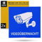 Aufkleber Set Videoüberwacht!, 2 Stück, 12 x 12 cm, selbstklebende Folie, Sticker zum Kleben für Innen- und Außenbereich, Video Kameraüberwachung Hinweis, Warnhinweis Überwachung Videokamera Kit