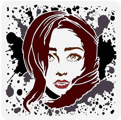 FINGERINSPIRE Frauengesichtsschablone 30x30 cm Frauen Tintenpunkt Gesichtszeichnungsvorlage Schönheitsmädchen Dekorationsschablone Frauenthema Schablone Zum Malen Auf Holz Wand Stoff Papier Möbeln
