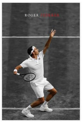THEGIS Roger Federer 3 Leinwand-Poster, Wandkunst, Dekordruck, Bild, Gemälde für Wohnzimmer, Schlafzimmer, Dekoration, ungerahmt, 40 x 60 cm