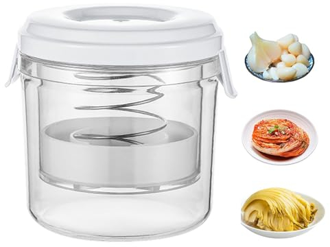Tarro de cristal con tapa, recipiente para Kimchi Separación en seco y húmedo, recipiente para alimentos, sin BPA, para pepinillos, aceitunas, kimchi, jalapeños