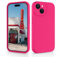 CALOOP Slim-Fit for iPhone 15 Case,Skin Soft Liquid Silicone,Sturdy Hard Frame Shockproof Cover with Anti-Scratch Microfiber Lining,Full Protection for Screen and Lens,6.1 inch (Hot Pink)