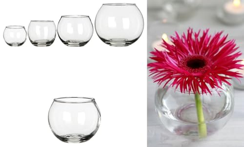 NaDeco Kugelglas im Durchmesser 6, 8, 10 und 12cm wählbar | Kugelvase klein bis groß | Glaskugelvase | Kerzenglas | Glasgefäß rund | Windlicht Glas | Teelichtglas | Dekoglas, Größe:Ø6.7 h.5.3cm