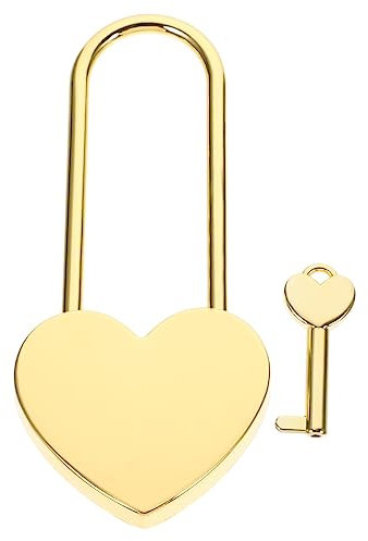 HOMSFOU Love Lock Diary Book Small Luggage Wishing Lock Locker Padlocks Gold Keychain Small Heart Padlock with Key Heart Decor Key Locker Jewelry Lovers Metal Lock Zinc Alloy
