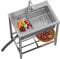 Spülbecken, freistehend, Edelstahl, kommerzielle Küchenspüle, Set mit heißem und kaltem Wasserhahn, für Innen- und Außenbereich, für Wäsche, Industrie, Garage, Tiefe 22 cm