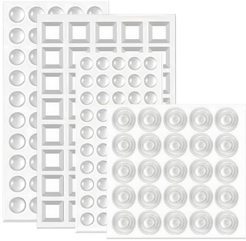 SUBTAVIK 165 Stück Schrank-Stoßstangen, Selbstklebende Schranktür-Stoßstangen, transparente Gummi-Pads, Silikon-Möbel-Stoßstangen, Gummifüße, Stoßstangen-Pads für Möbel und Türschutz (4 Größen)
