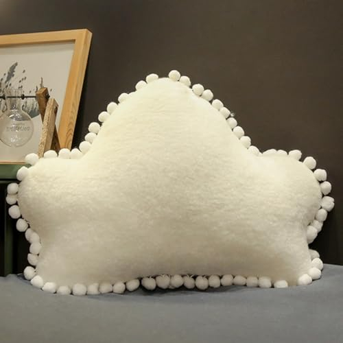 Viusneun Zierkissen, Kuschlig Flauschig Dekokissen Fotografie Requisiten Kissen Krone Mond Wolken Pentagramm Liebe Sofa Schlafkissen für Zimmer Hausdekoration (Weiße Wolke 50×30 cm)