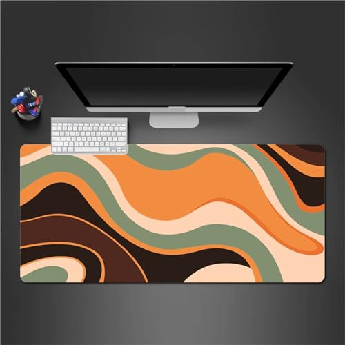 Mauspad,Groß XXL Gaming Mauspad Extended Large Orange Cyan Mouse Pad Premium-Strukturiertes Rutschfestes mit Genähten Kanten Schreibtisch Matte für Notebooks, PC 1000x500x2mm