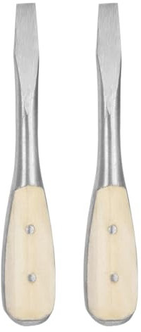 sourcing map 2pcs Slotted Screwdriver SL7.5 6 Carbon Steel Flat-Blade Screwdrivers with Wooden Handle for Fastening, Chiseling and Loosening