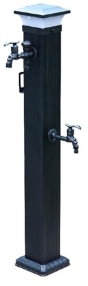 Colonne D'eau de Jardin Extérieure, Lumière LED Solaire, Robinet Double Sortie, Colonne D'eau de Jardin Autoportante, Robinet D'eau Résistant Au Gel, Robinet D'eau Monté au Sol(104cm/41in)