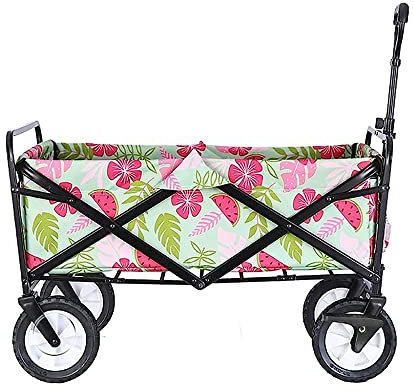DDNGEJ Carrello della Spesa Carrello Portatile Pieghevole, carro da Giardino per carichi Pesanti con Ruote in Gomma da 10,5 Pollici, Doppio Freno con Cuscinetto a Sfera