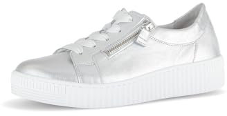 Gabor Damen Low-Top Sneaker, Frauen Halbschuhe,schnürschuhe,schnürer,straßenschuhe,Strassenschuhe,Sportschuhe,Silber,39 EU / 6 UK