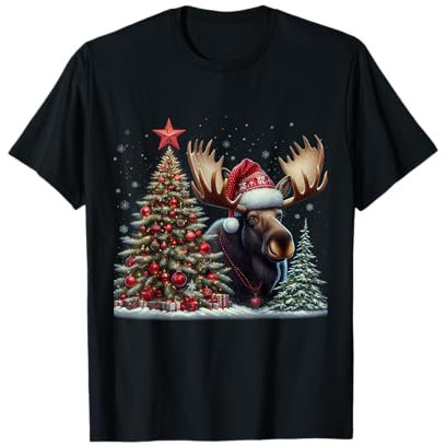 Schnee Elch Xmas Weihnachtsbaum Kinder Geschenk Elch T-Shirt, Unisex Kinder, Schwarz, S, Kurzarm, Klassisch, Weihnachtsdesign