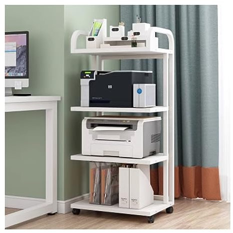 Metallrahmen Druckerständer mit Rädern 4 Etagen Büro Fax Maschine Wagen Regal Drucker Rack Schreibtisch Tischständer