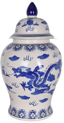 Vaso con coperchio in porcellana, motivo: anfora, drago, blu, 50 cm, pin001 Palazzo Exclusiv