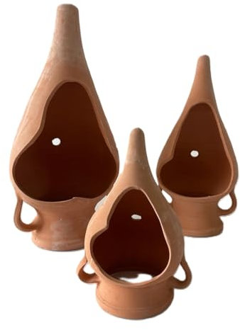 Generico Set di 3 Anfore in Terracotta con Manici, Altezze: 30 cm, 40 cm, 50 cm
