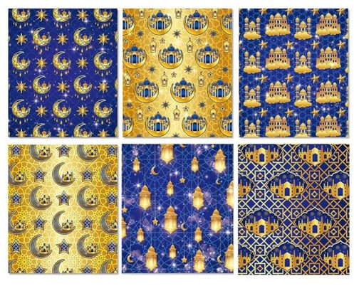 Geschenkpapier, Eid Mubarak, Ramadan, Eid Al-fitr Geschenkpapier, gefaltet, für islamische Anlässe, 12 Blatt