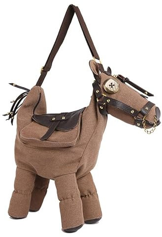 WMFASBAG Frauen unregelmäßige Crossbody -Tasche große Kapazität Cartoon Esel Handtasche PU Leder Leinwand Schlingtasche Damen Pendelarbeit Partytasche