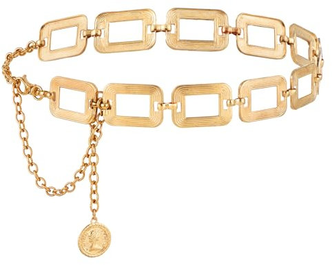 Gold Chain Belt, Metal Waist Chain for Women Fashion Chunky Link Chain Belts for Dresses Jeans