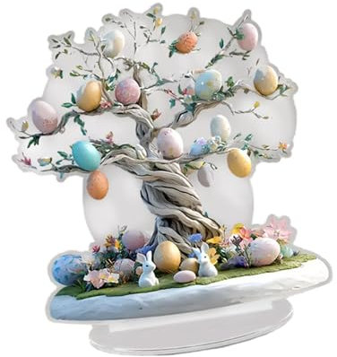 FLCPJGV 2D Osterei Acrylschild Festival Geschenk Ostergeschenk für Regal Schlafzimmer Schreibtisch