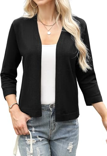 Aottori Cardigan Corto Donna Lavorato a Maglia Coprispalle Manica a 3/4 | Elegante, Bolero, con Scollo a V, Giacca Leggero Casual Estivo Primavera