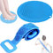 QUPOLPOL Brosse Dos Silicone Long Manche + Tapis Massage Pieds Douche – Kit Bain Exfoliant Antidérapant, Accessoire SPA Relax Maison pour Femme & Homme (Bleu, standard)
