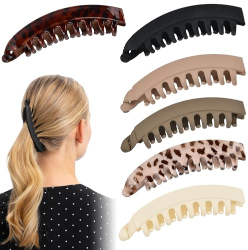 Volumoon 6 Stück Bananen Haarspange, Banana Clip, Rutschfeste Pferdeschwanz-Clips, Hochwertig Robust, Haarspangen mit Starkem Halt, Haar-Accessoires für Dickes Haar, Mädchen und Frauen (6 Colors)