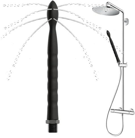 QOCUILC 1 Stück Analdusche für Duschkopf, Mit 8 Löcher,Klistier Douche,Analdusche Aufsatz Brause,Silikon,Reinigungswerkzeuge für den Intimbereich von Männern und Frauen(Schwarz)