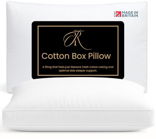 The Royce Medium Firm Side Sleeper Pillows 1 Pack for Support - Box Edge Hollowfibre Bed Pillow - Orthopedic Neck & Shoulder Pain Relief - Anti-Allergy & Machine Washable Hotel Quality Pillow