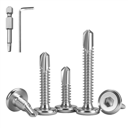 HAISHANG 60 Pezzi 5.5x16mm Viti Autoforanti Testa Esagonale per Metallo | Acciaio Inossidabile 410, Autofilettanti, per Strutture Metalliche, Lamiere, Profili, Legno, Pannelli, Montaggio, Riparazione