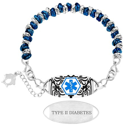 Tobestu Medizinisches Notfall-ID-Armband mit verbundenen Kreisgliedern – Langlebiges, wasserdichtes Design für den täglichen Gebrauch YA5541